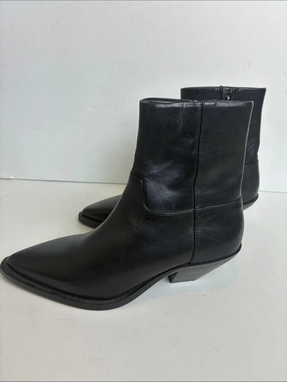 Zara leather cowboy ankle boot booties black EU 36 1122/010 western rodeo - Picture 7 of 16